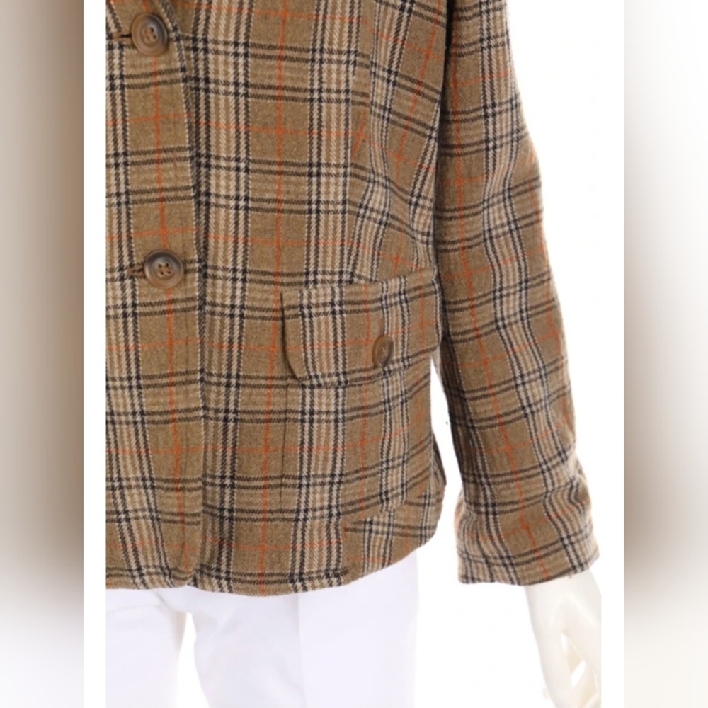 Brown and Black Wool Mix Plaid Blazer, Size 38 - Picture 5 of 9